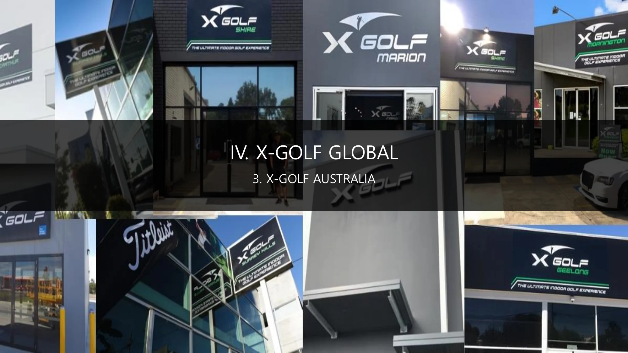 호주 여러 지역의 X-GOLF 매장 외관 사진 모음