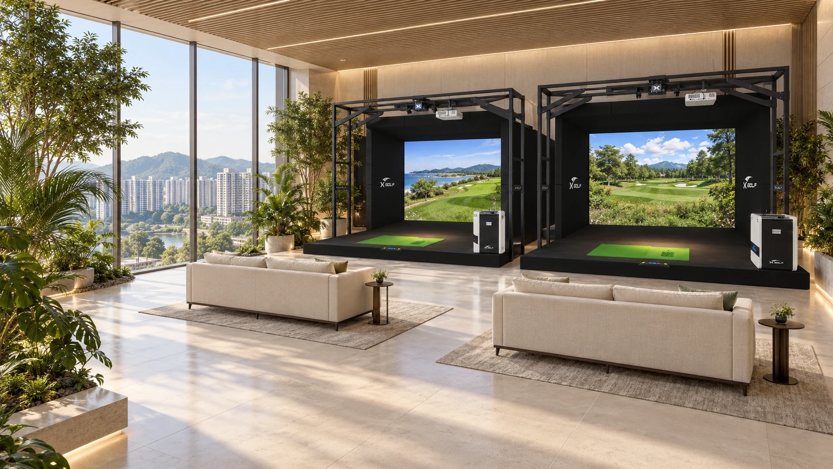 공용 라운지에 배치한 XGOLF24 부스 구성