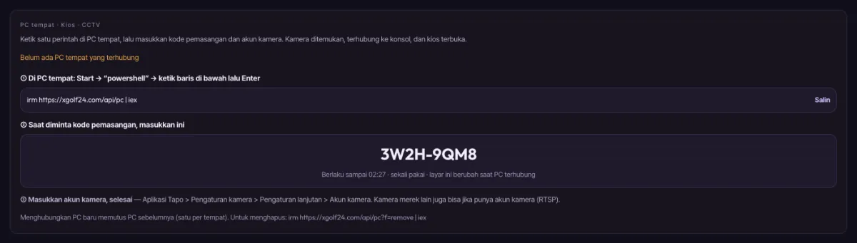 Hubungkan PC tempat — satu perintah — 3