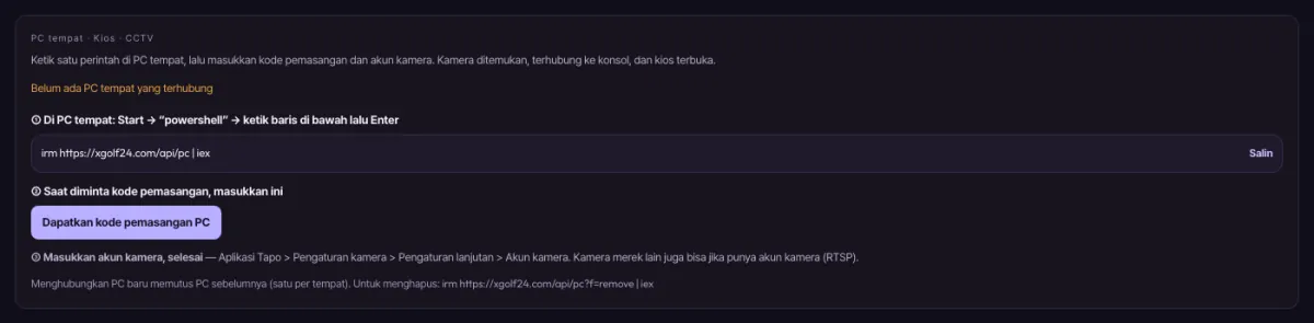 Hubungkan PC tempat — satu perintah — 1
